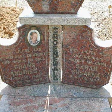 GROENEWALD Frans Andries 1935-1995 &amp; Sarah Susanna 1935-