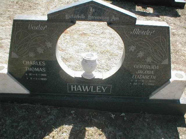 HAWLEY Charles Thomas 1931 - 1995 &amp; Gertruida Jacoba Elizabeth