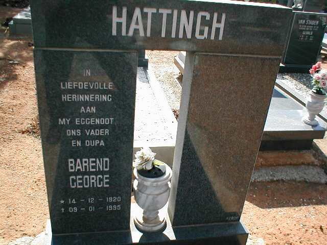 HATTINGH Barend George 1920-1995