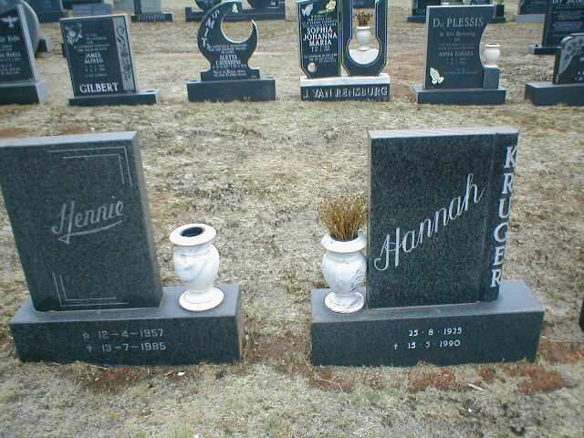 KRUGER Hennie 1957-1985 &amp; Hannah 1925-1990