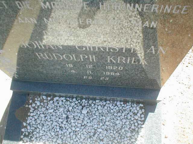 KRIEK Johan Christiaans Rudolf 1920-1984