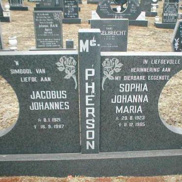 MC PHERSON Jacobus Johannes 1921-1987 &amp; Sophia Johanna Maria 1923-1985