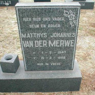 MERWE Matthys Johannes, van der 1947-1985