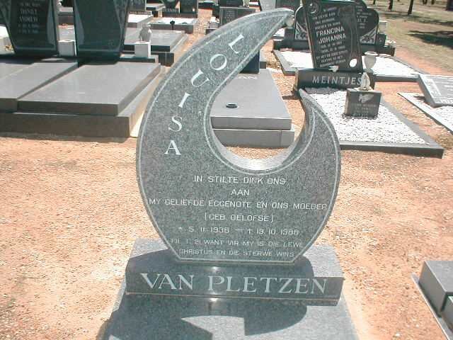 PLETZEN Louisa, van, geb. OELOFSE 1938-1988