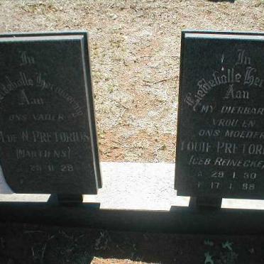 PRETORIUS M. de W. 1929- &amp; Louie REINECKE 1930-1988