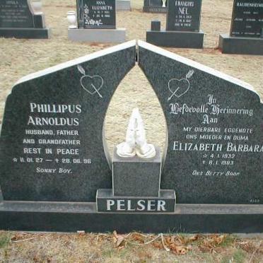 PELSER Phillipus Arnoldus 1927-1996 &amp; Elizabeth Barabara 1932-1983