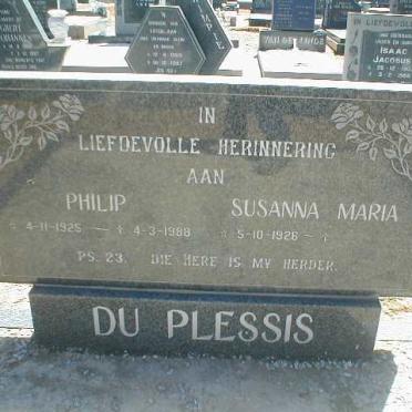 PLESSIS Philip, du -1988 &amp; Susanna Maria 1926-