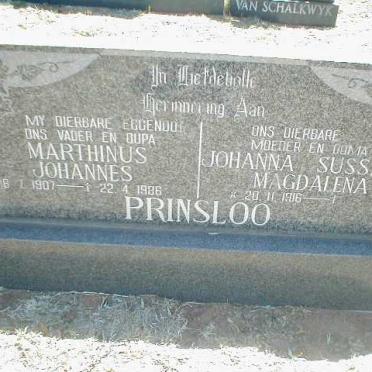 PRINSLOO Marthinus Johannes 1907-1986 &amp; Johanna Susanna Magdalena 1916-