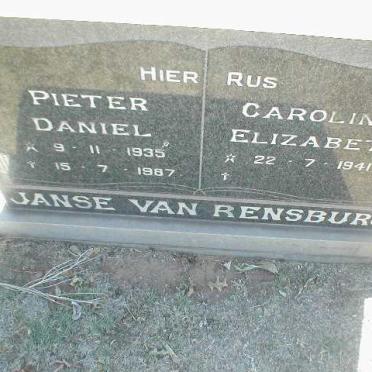 RENSBURG Pieter Daniel, Janse van 1935 - 1987 &amp; Carolina Elizabeth 1941 -