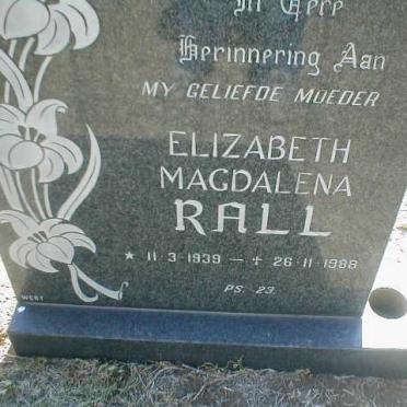 RALL Elizabeth Magdalena 1939 - 1988
