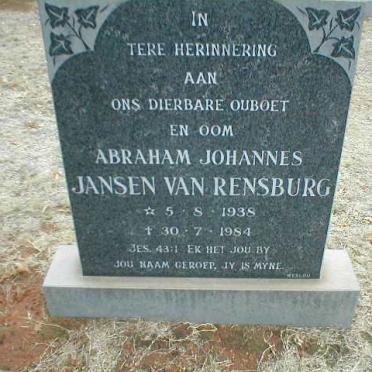 RENSBURG Abraham Johannes, Jansen van 1938-1984