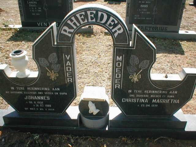 RHEEDER Johannes 1932-1988 &amp; Christina Magrietha 1938-