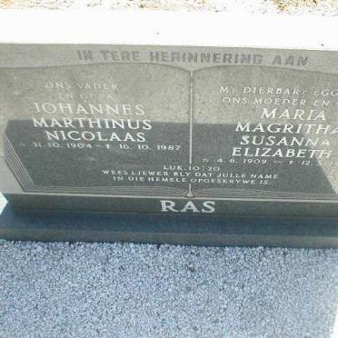 RAS Johannes Marthinus Nicolaas 1904-1987 &amp; Maria Magritha Susanna Elizabeth 1909-1985