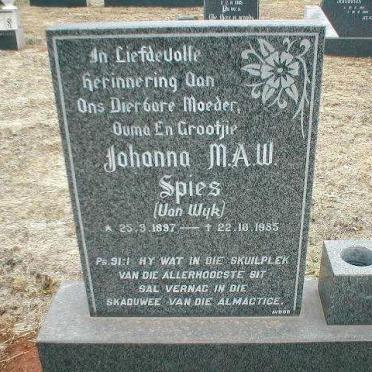 SPIES Johanna M.A.W. geb. VAN WYK 1897-1985