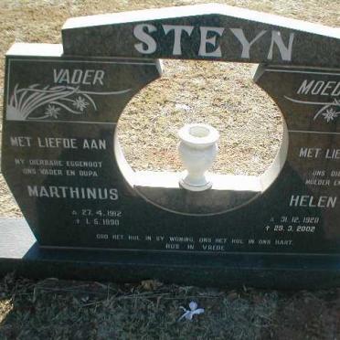 STEYN Marthinus 1912-1990 &amp; Helen L. 1920-2002