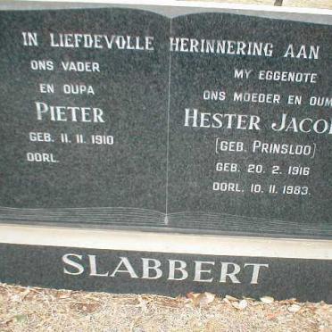 SLABBERT Pieter 1910- &amp; Hester Jacob PRINSLOO 1916-1983