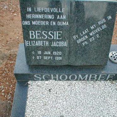 SCHOOMBEE Elizabeth Jacoba 1920-1991
