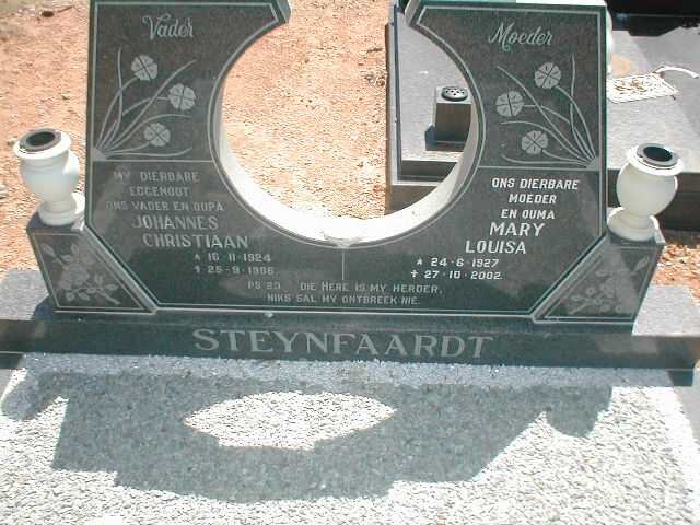 STEYNFAARDT Johannes Christaan 1924-1986 &amp; Mary Louisa 1927-2002