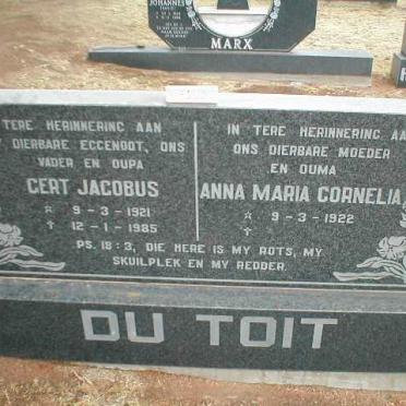 TOIT Gert Jacobus, du 1921-1985 &amp; Anna Maria Cornelia 1922-