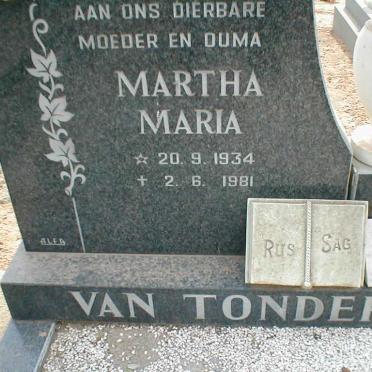 TONDER Martha Maria, van 1934-1981