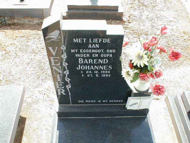 VENTER Barend Johannes 1933-1993