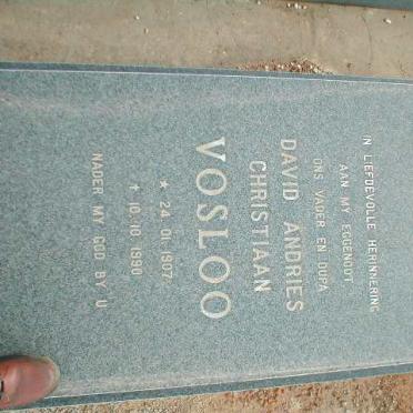 VOSLOO David Andries Christiaan 1907-1990