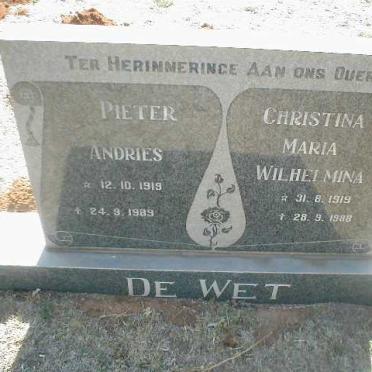 WET Petrus Andries, de 1919-1989 &amp; Christina Maria Wilhelmina 1919-1988