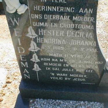 WEIDEMAN Hester Cecilia Hendrina Johanna 1909-1985