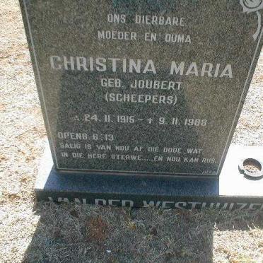 WESTHUIZEN Christina Maria, van der nee SCHEEPERS born JOUBERT 1915-1988