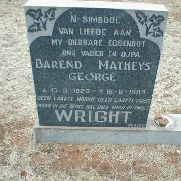 WRIGHT Barend Matheys George 1923-1984