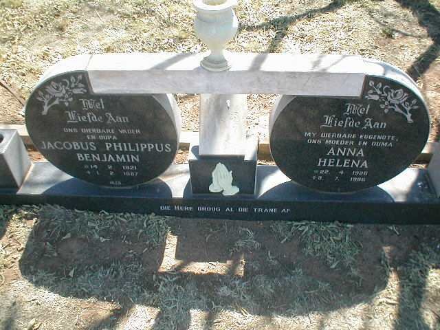 ? Jacobus Philippus Benjamin 1921-1987 &amp; Anna Helena 1926-1986