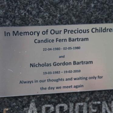 BARTRAM Gordon Ivan -1952 :: BARTRAM Candice Fern 1980-1980 :: BARTRAM Nicholas Gordon 1982-2010
