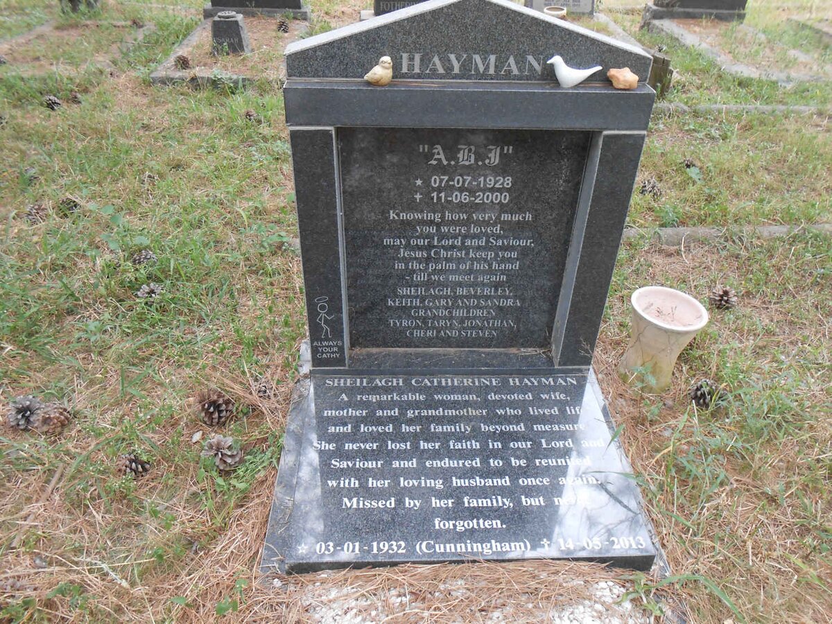 HAYMAN A.B.J. 1928-2000 &amp; Sheilagh Catherine CUNNINGHAM 1932-2013