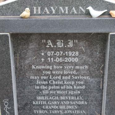 HAYMAN A.B.J. 1928-2000 &amp; Sheilagh Catherine nee CUNNINGHAM 1932-2013
