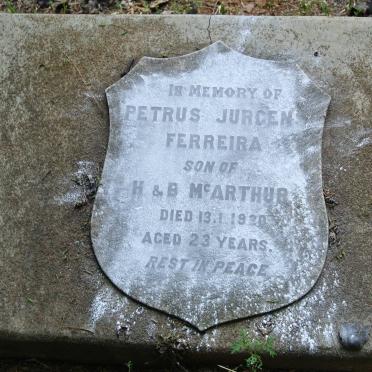 McARTHUR Petrus Jurgen Ferreira -1920