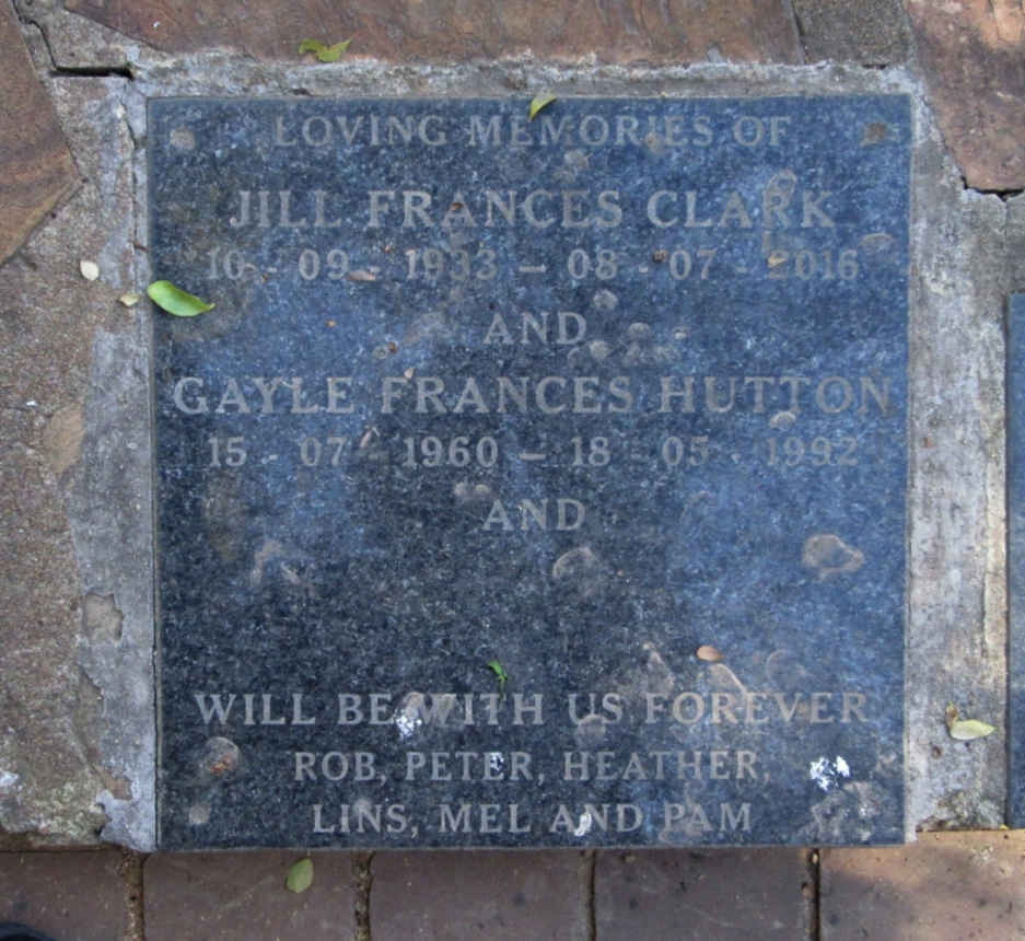 CLARK Jill Frances 1933-2016 :: HUTTON Gayle Frances 1960-1992