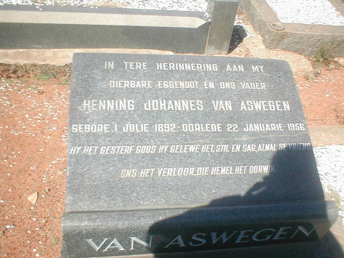 ASWEGEN Henning Johannes, van 1892-1956