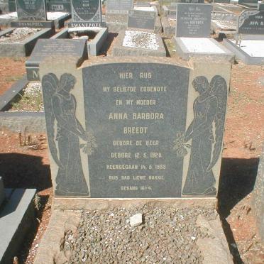 BREEDT Anna Barbora nee DE BEER  1928-1953