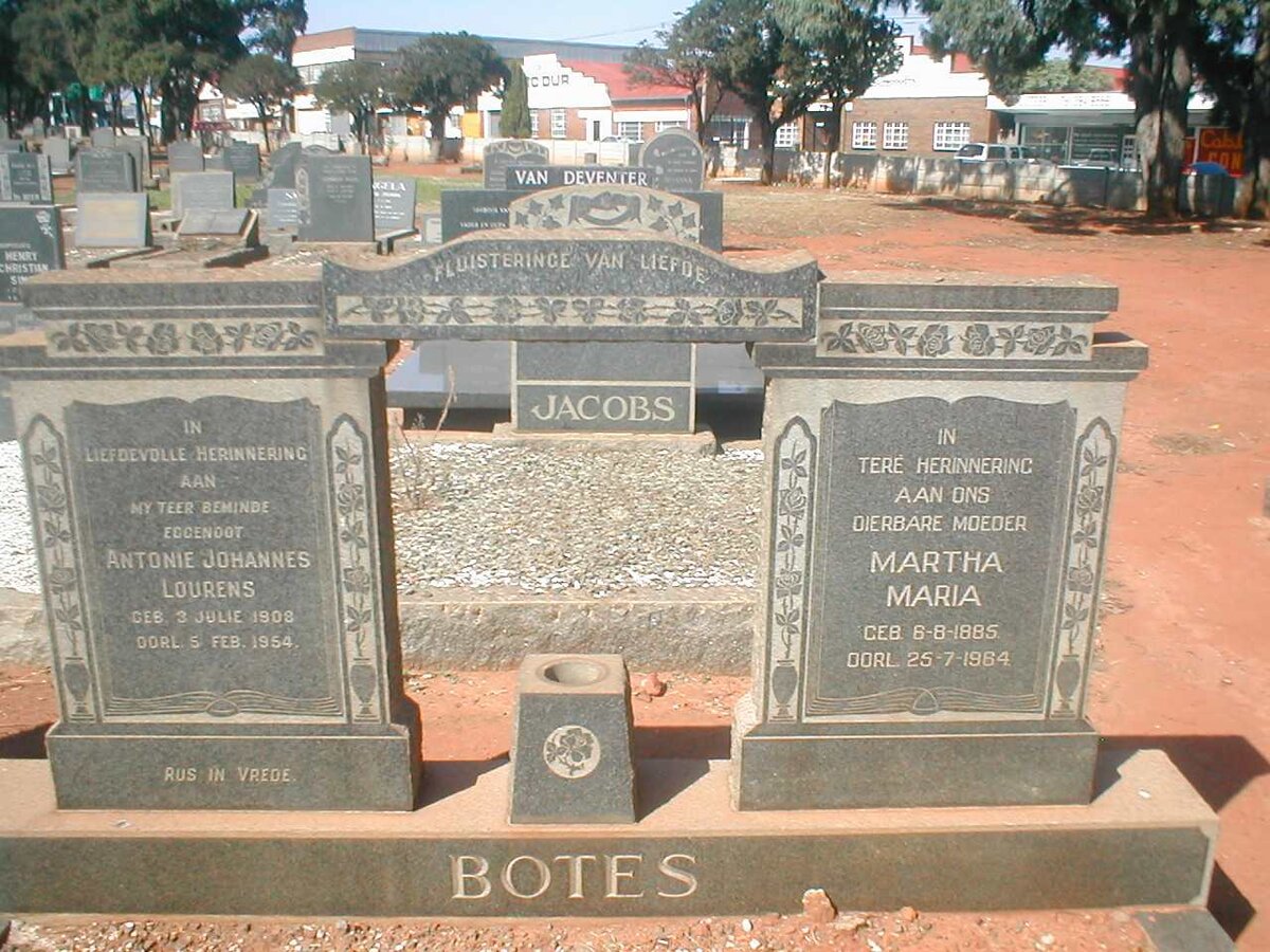 BOTES Martha Maria 1885-1964 :: BOTES Antonie Johannes Lourens 1908-1964