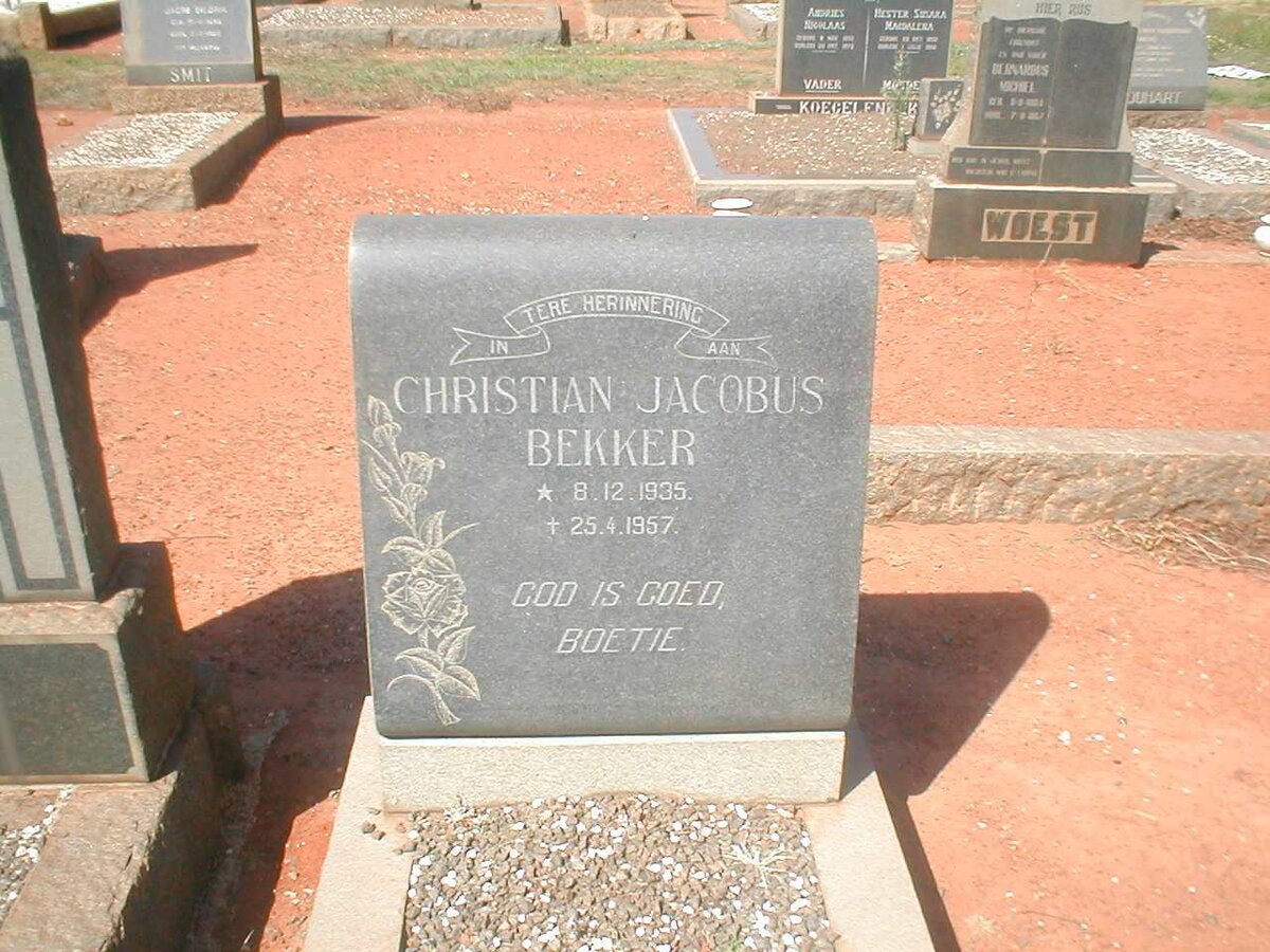 BEKKER Christian Jacobus 1935-1957