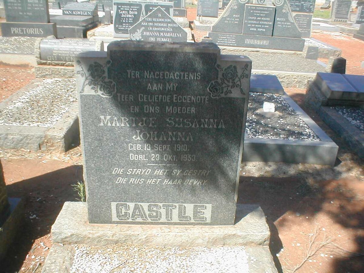 CASTLE Martje Susanna Johanna 1910-1953