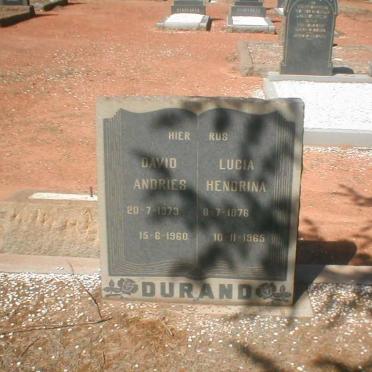 DURAND David Andries 1873-1960 &amp; Lucia Hendrina 1876-1965