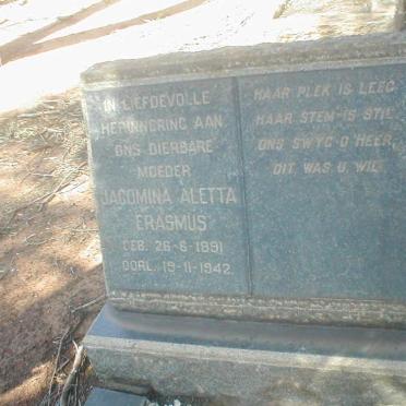 ERASMUS Jacomina Aletta 1891-1942