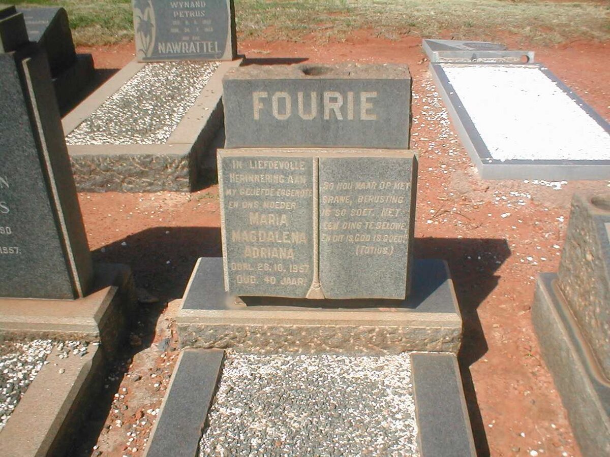 FOURIE Maria Magdalena Adriana 1917-1957