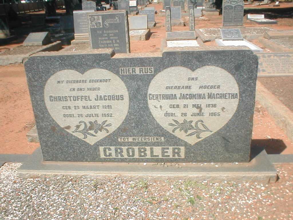 GROBLER Christoffel Jacobus 1881-1952 &amp; Gertruida Jacomina Magrietha 1878-1965