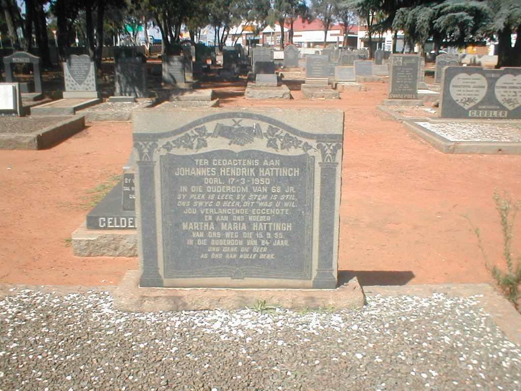 HATTINGH Johannes Hendrik 1882-1950 &amp; Martha Maria 1871-1955