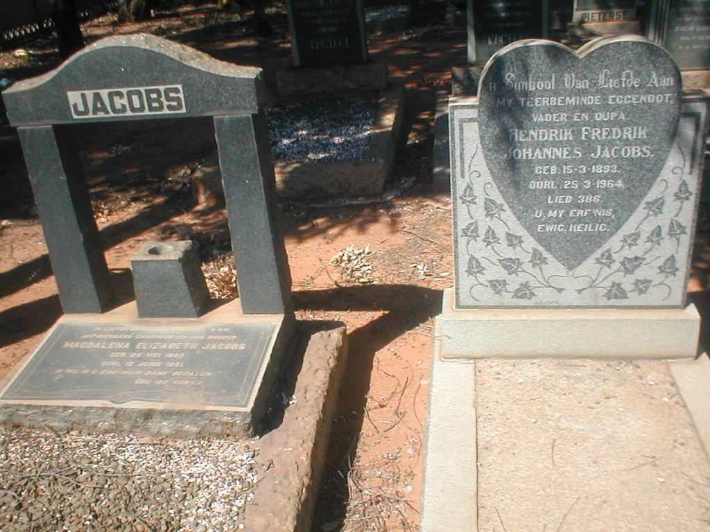 JACOBS Magdalena Elizabeth 189?-1951  :: JACOBS Hendrik Fredrik Johannes 1893-1964