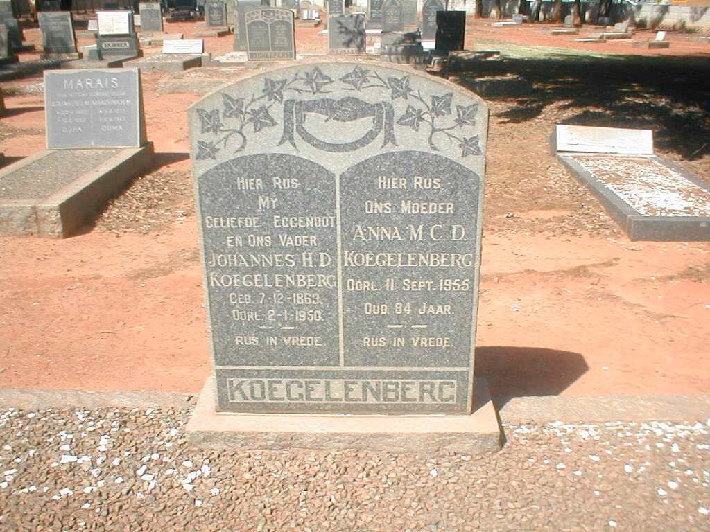 KOEGELENBERG Johannes H.D. 1863-1950 &amp; Anna M.C.D. 1871-1955