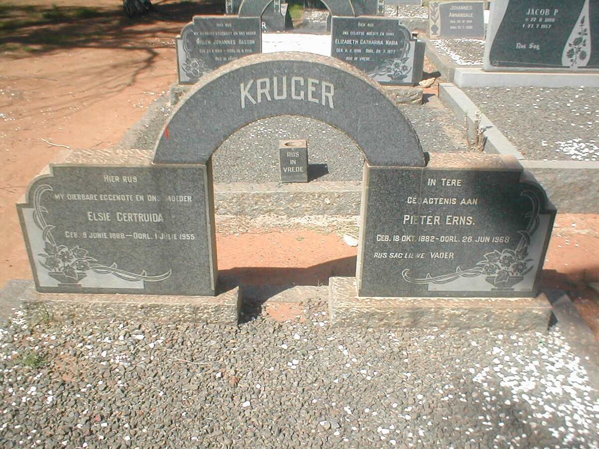 KRUGER Pieter Erns 1882-1968 &amp; Elsie Gertruida 1888-1955