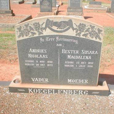 KOEGELENBERG Andries Nicolaas 1890-1972 &amp; Hester Susara Magdalena 1893-1958